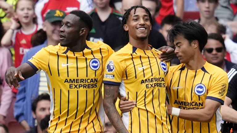 Joao Pedro celebrates scoring Brighton's equaliser