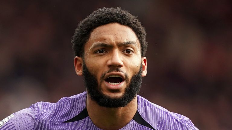 Liverpool&#39;s Joe Gomez during the Premier League match at The City Ground, Nottingham. Picture date: Saturday March 2, 2024.