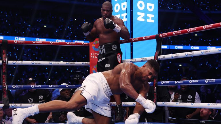 Anthony Joshua was knocked out by Daniel Dubois at Wembley (Picture By Mark Robinson Matchroom Boxing).