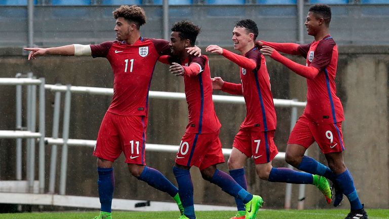 Gomes (second right) was part of a sensational Under-21s team that included Jadon Sancho and Phil Foden