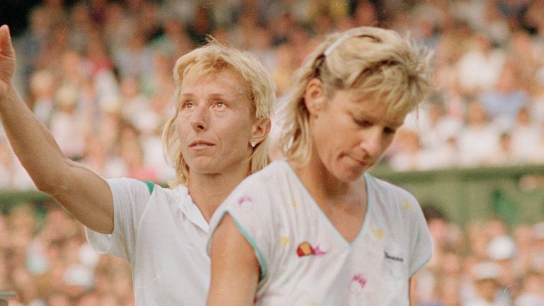 Martina Navratilova and Chris Evert at Wimbledon