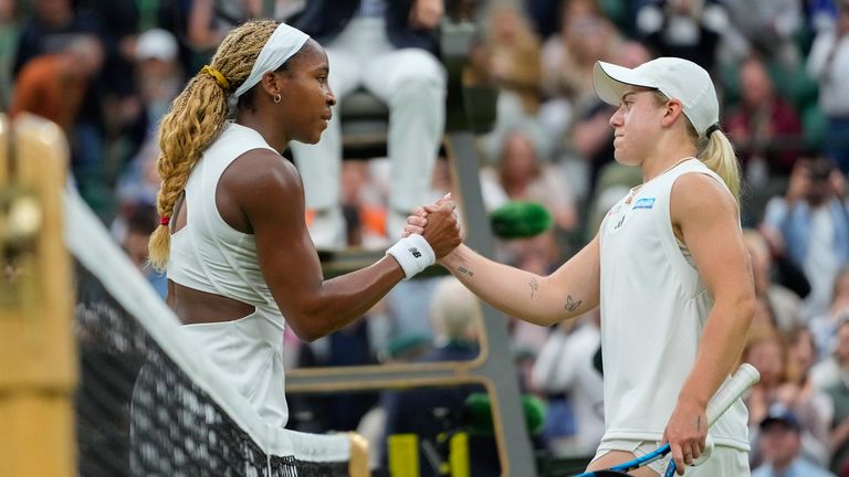 Sonay Kartal, right, congratulates Coco Gauff following their third round match at Wimbledon in the summer of 2024 (AP Photo/Kirsty Wigglesworth)