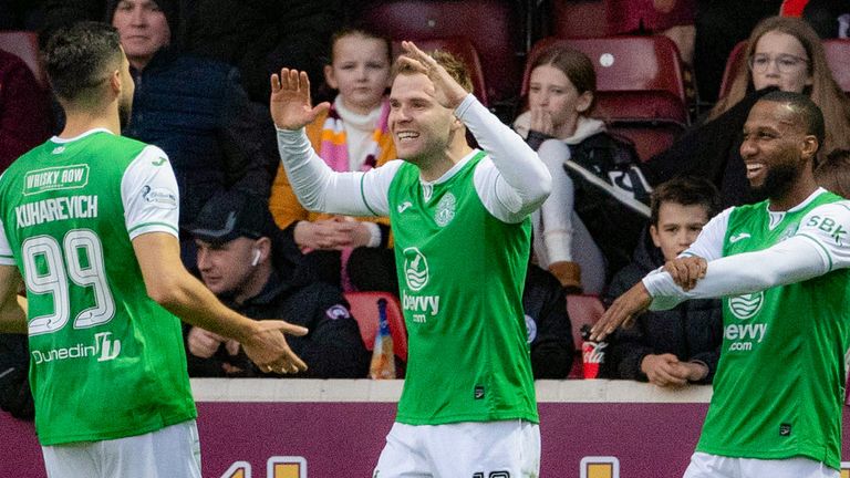 Junior Hoilett (R) and Mykola Kuharevich (L) scored for Hibs at Fir Park