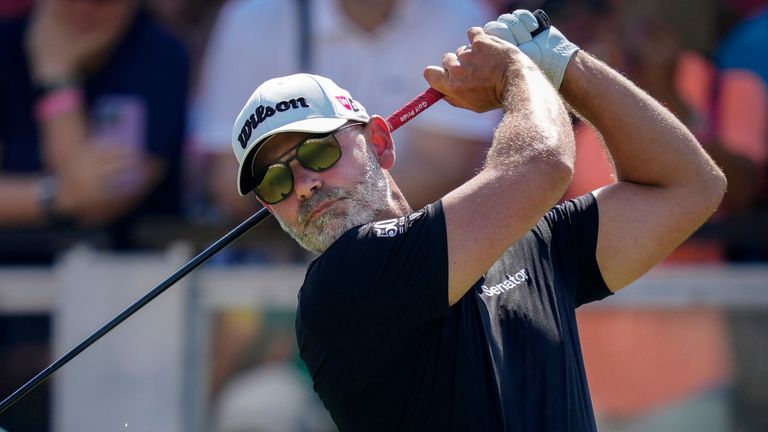 Paul Waring of England tees off at the 1st hole during the third round of Abu Dhabi Golf Championship (AP Photo/Altaf Qadri)