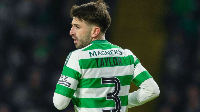 GLASGOW, SCOTLAND - JANUARY 08: Celtic's Greg Taylor during a William Hill Premiership match between Celtic and Dundee United  at Celtic Park, on January 08, 2025, in Glasgow, Scotland. (Photo by Craig Foy / SNS Group)