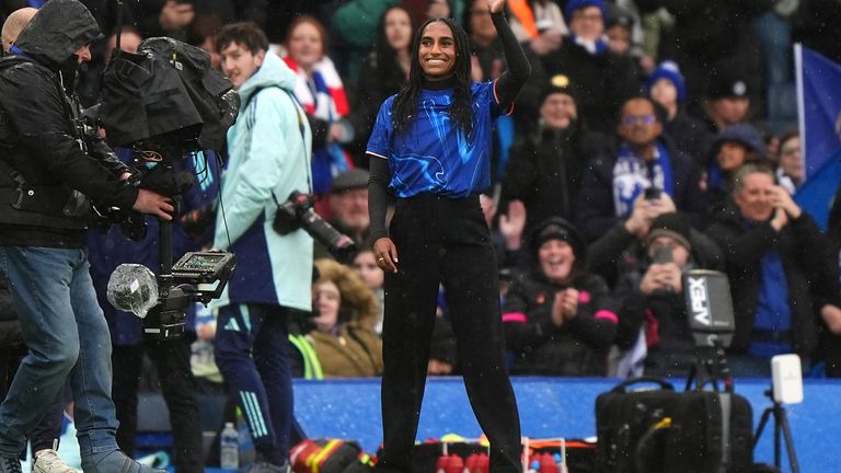 Girma was unveiled to the fans at Stamford Bridge ahead of Chelsea's WSL game with Arsenal on Sunday