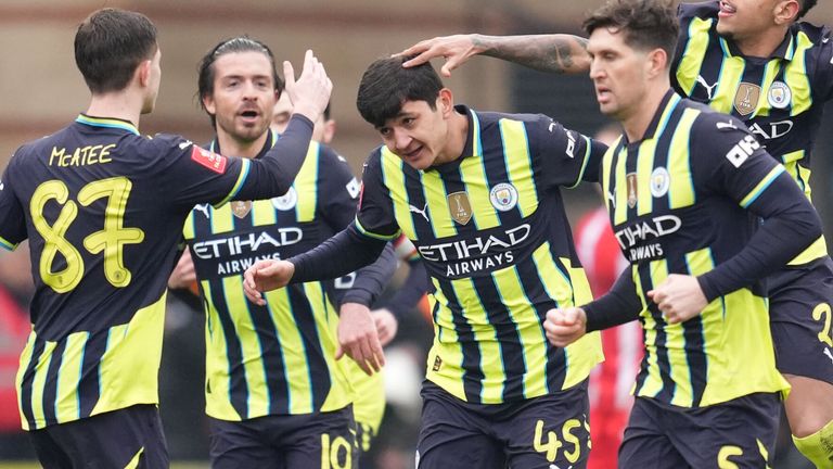 Abdukodir Khusanov after scoring Manchester City's equaliser at Leyton Orient