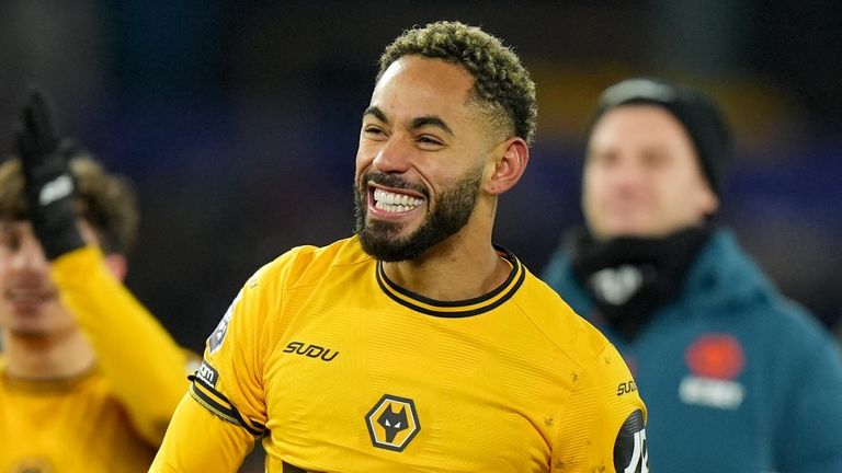 Matheus Cunha celebrates after Wolves' 2-0 win over Midlands rivals Aston Villa