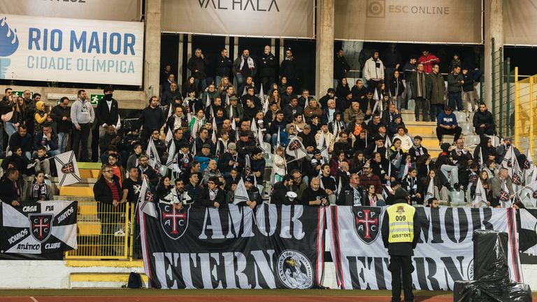 Casa Pia supporters cheer on their team at Rio Maior