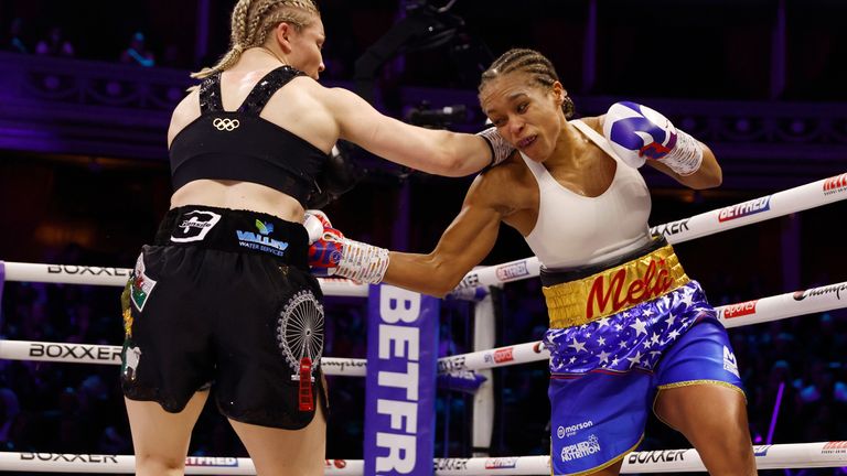 NATASHA JONAS V LAUREN PRICE.UNSTOPPABLE, BOXXER.PIC LAWRENCE LUSTIG/BOXXER.(PICS FREE FOR EDITORIAL USE ONLY).ROYAL ALBERT HALL  7/3/2025.WORLD WELTERWEIGHT CHAMPIONSHIP UNIFICATION.NATASHA JONAS V LAUREN PRICE