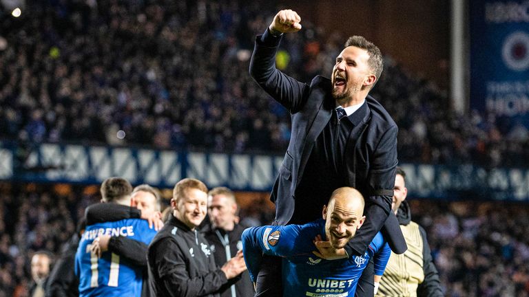 Barry Ferguson celebrates on another special night for Rangers 