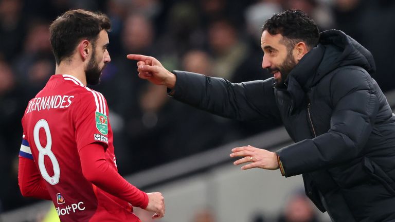 Ruben Amorim praised Bruno Fernandes for his hat-trick heroics in Man Utd's 5-2 aggregate win over Real Sociedad - but said his captain must trust his team-mates more