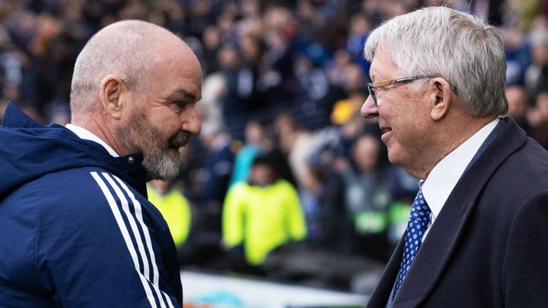 Sir Alex Ferguson and Scotland head coach Steve Clarke