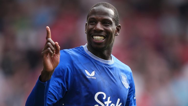 Everton's Abdoulaye Doucoure celebrates scoring their match winner