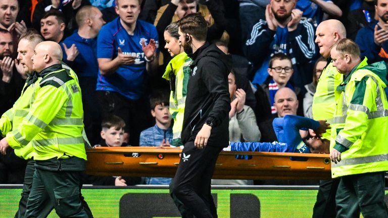 Dujon Sterling was stretchered off during Rangers' Europa League clash with Athletic Club