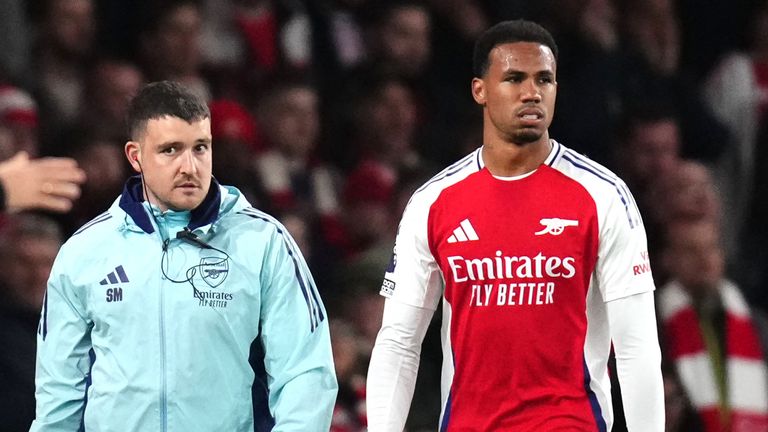 Arsenal's Gabriel limped off the pitch in the first half