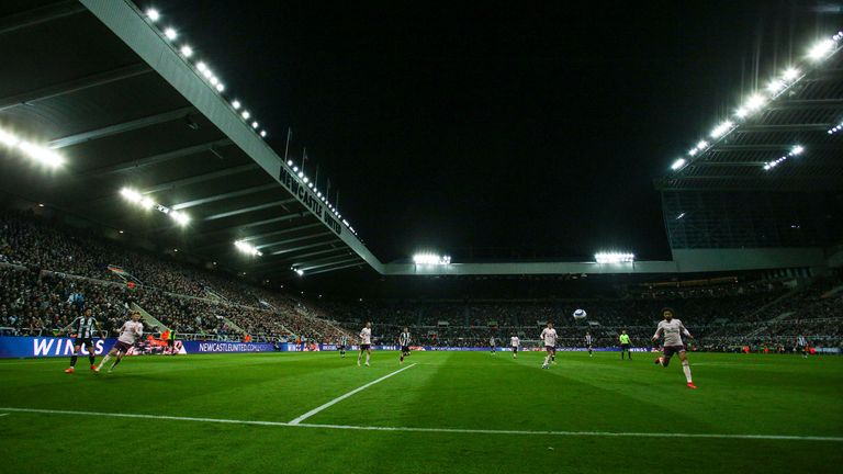NEWCASTLE UPON TYNE, ENGLAND - APRIL 2:  Newcastle United's Sandro Tonali scores his side's second goal during the Premier League match between Newcastle United and Brentford at St James' Park on April 2, 2025 in Newcastle upon Tyne, England. (Photo by Alex Dodd - CameraSport via Getty Images)
