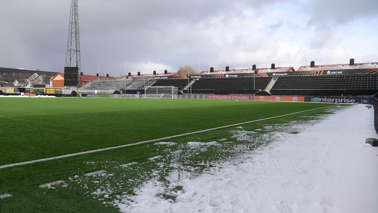 BODO, NORWAY - APRIL 09: A general view of the Aspmyra Stadion during a S.S. Lazio training session and press conference ahead of their UEFA Europa League 2024/25 quarter final first leg match on April 09, 2025 in Bodo, Norway. (Photo by Marco Rosi - SS Lazio/Getty Images)