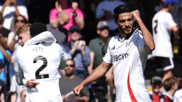 Raul Jimenez celebrates scoring for Fulham