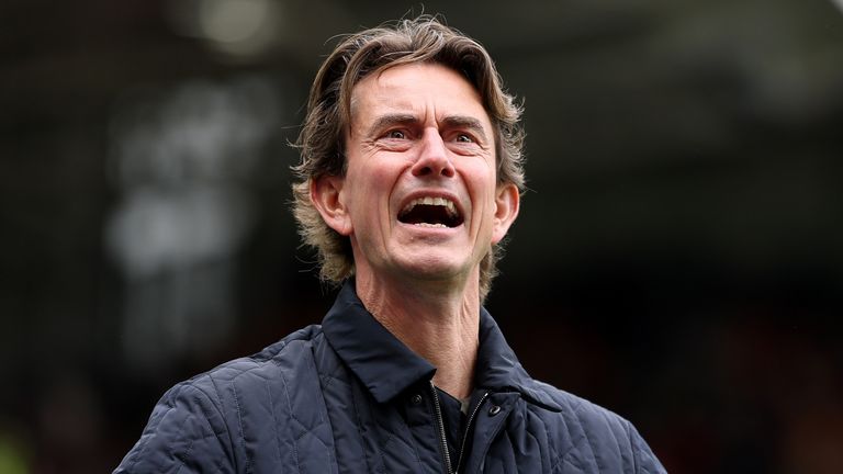 Brentford's Thomas Frank, seen celebrating a 4-3 win over Man Utd in May, is a leading contender for the vacant Spurs job 