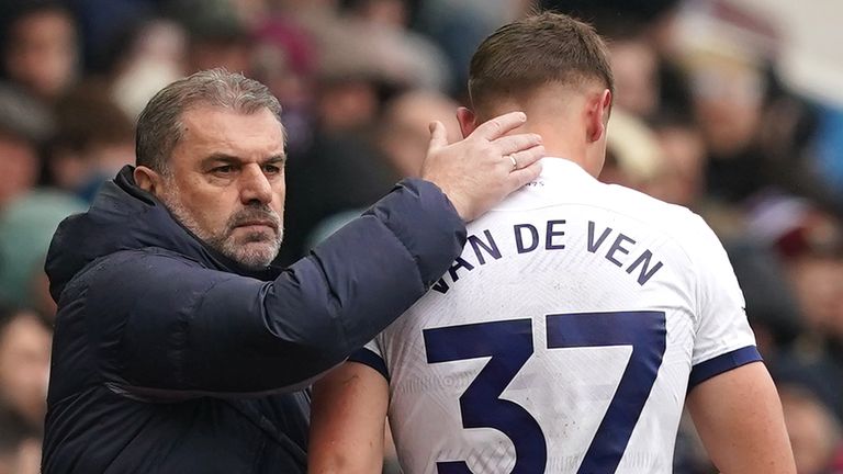 Former Tottenham boss Ange Postecoglou and Micky van de Ven