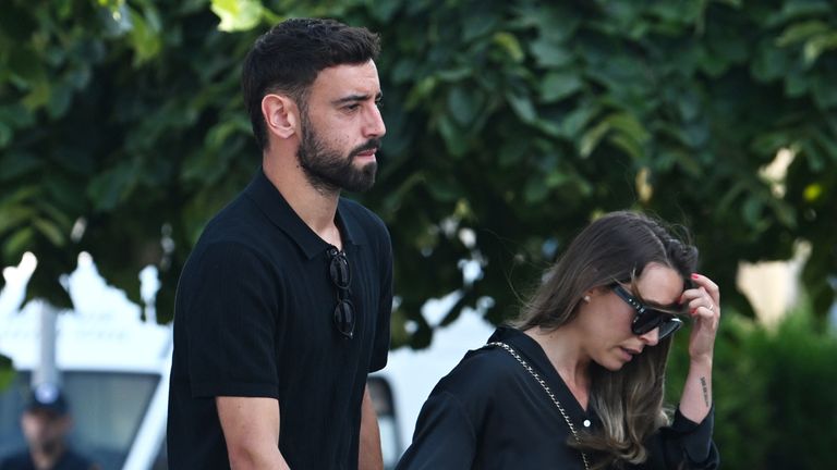 Bruno Fernandes was in attendance at Diogo Jota's funeral