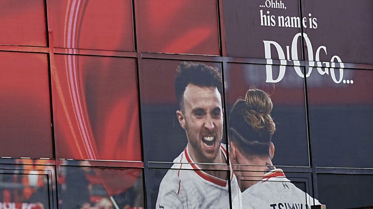 Diogo Jota features on the side of Anfield