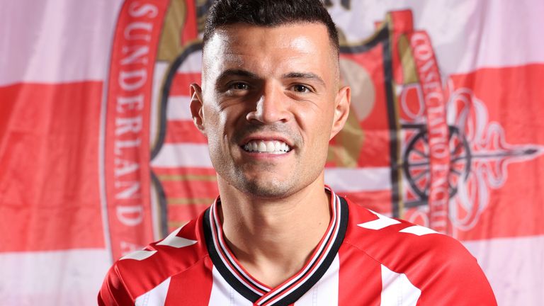 New Sunderland signing Granit Xhaka during a photoshoot at The Academy of Light