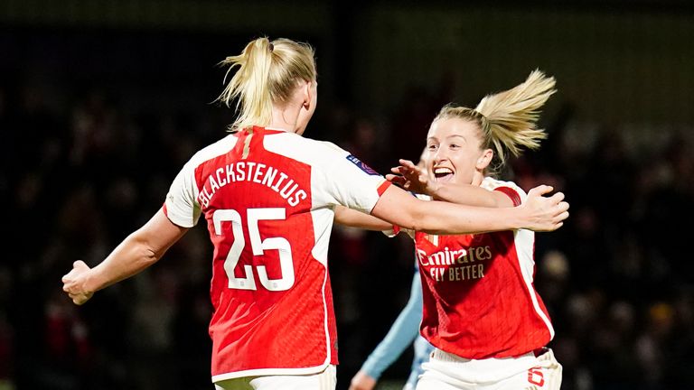 Leah Williamson and Arsenal teammate Stina Blackstenius will go head-to-head when England face Sweden in Euro 2025