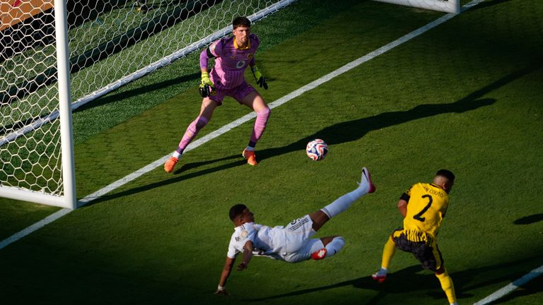 Real Madrid's Kylian Mbappe scores a stunning goal against Borussia Dortmund