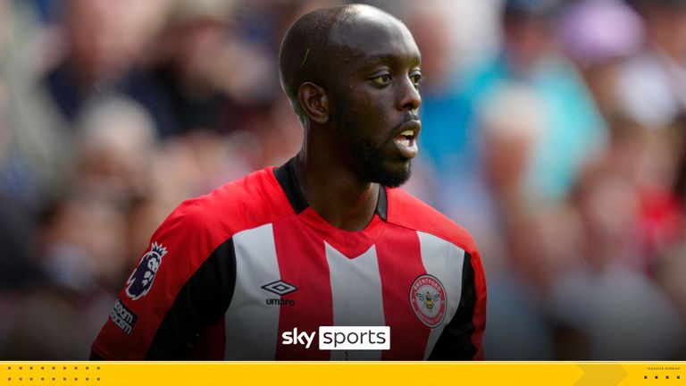 Brentford's Yoane Wissa runs into position during the English Premier League soccer match between Brentford and Crystal Palace, at the Gtech Community Stadium in London, Sunday, Aug. 18, 2024.