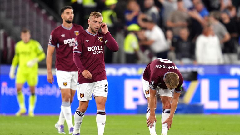 West Ham captain Jarrod Bowen shows the strain against Chelsea