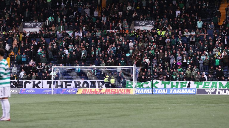 Celtic fans staged a late entry protest at Kilmarnock