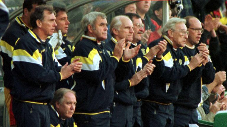 The late Craig Brown (2nd left) was the last manager to take Scotland to a World Cup