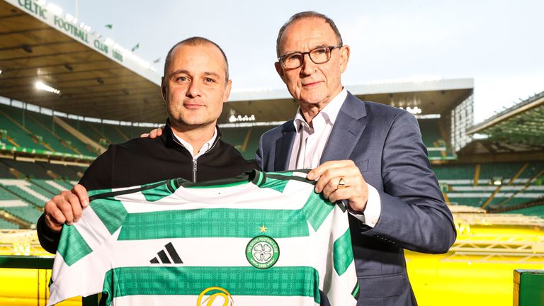 Celtic nterim anagement team Shaun Maloney (L) and Martin O'Neill (R)