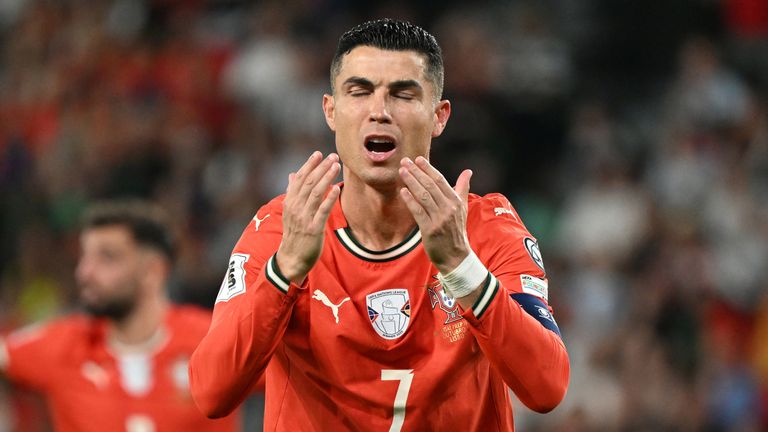 Cristiano Ronaldo shows his frustration after seeing a penalty saved in Portugal's World Cup qualifier against the Republic of Ireland