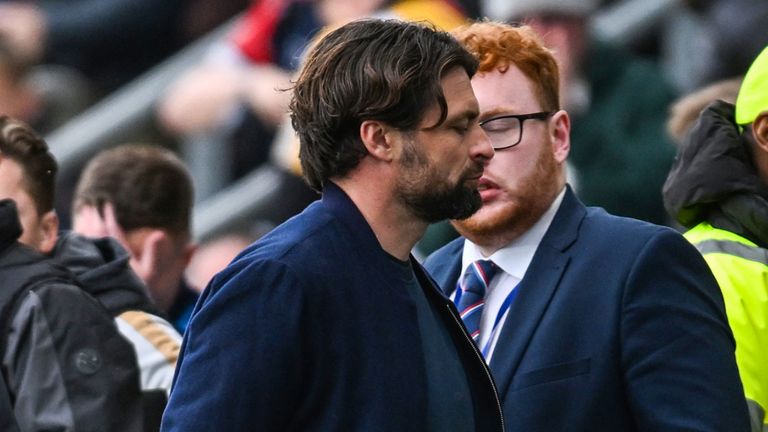 Rangers head coach Russell Martin walked down the tunnel on the full time whistle