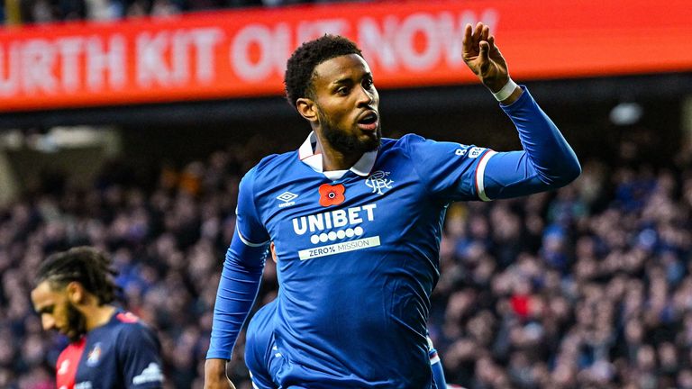 Rangers' Youssef Chermiti celebrates scoring to make it 3-1