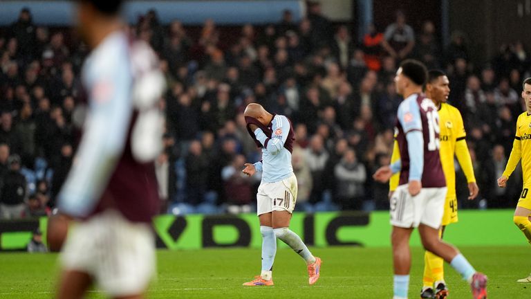 Malen was struck by objects following his first goal, with the unrest continuing following the second.
