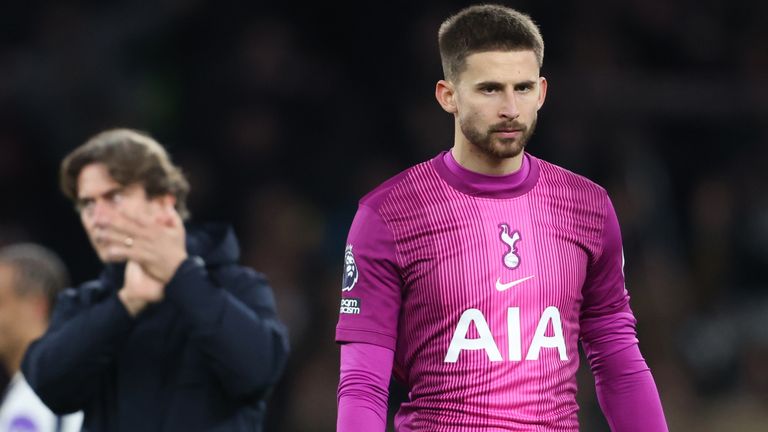 Tottenham goalkeeper Guglielmo Vicario after the defeat to Fulham