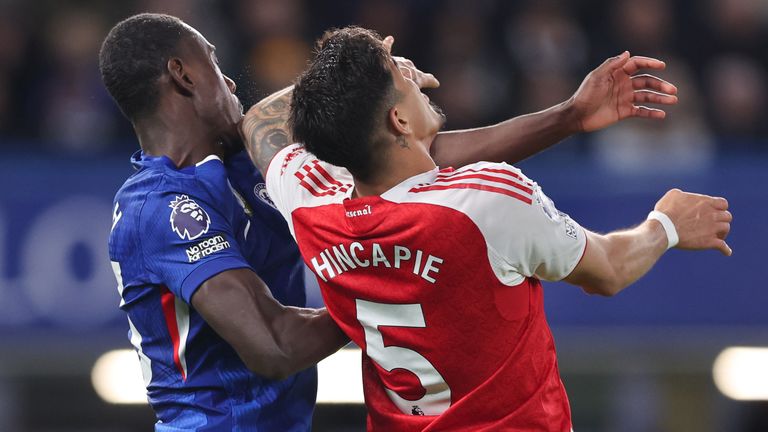 Hincapie's elbow made contact with Chalobah's face