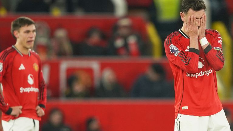 Bruno Fernandes shows his frustration as Man Utd were held to a 1-1 draw by West Ham