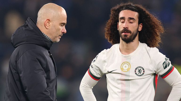 Chelsea boss Enzo Maresca (left) and defender Marc Cucurella