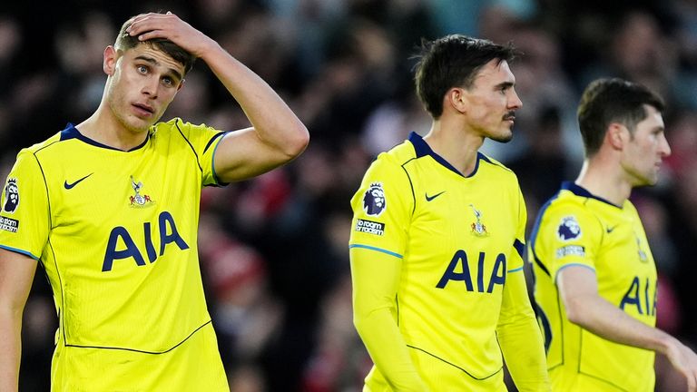 Micky Van de Ven during Tottenham's defeat at Nottingham Forest