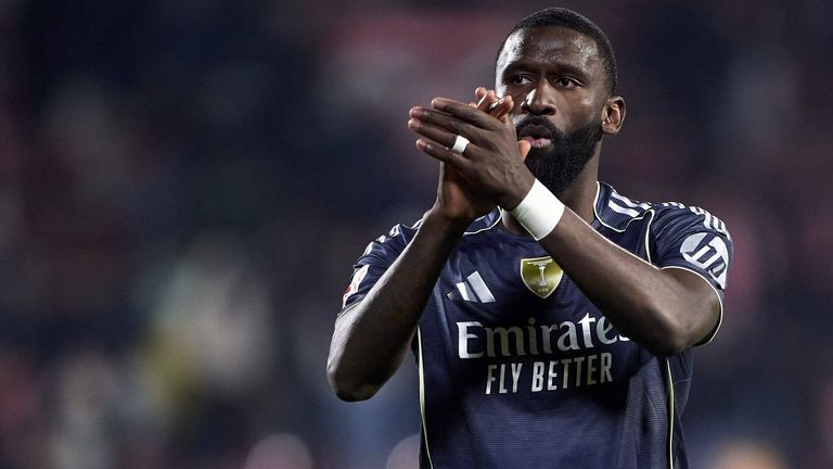 Antonio Rudiger applauds fans during the match against Girona
Credit:Pablo Rodriguez/Quality Sport Images/Getty Images