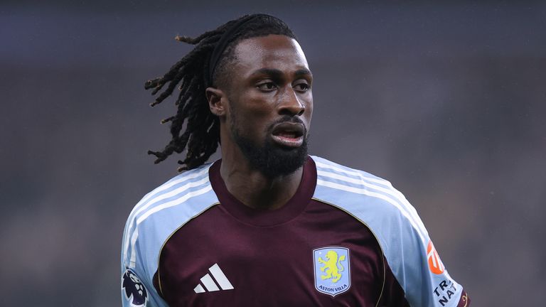 Aston Villa forward Evan Guessand