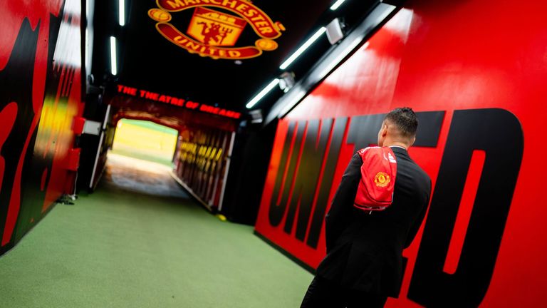 Casemiro walks in the tunnel at Old Trafford.
Ash Donelon/Manchester United via Getty Images