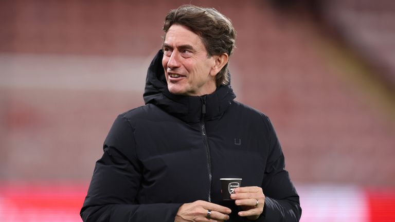 Thomas Frank was seen drinking from an Arsenal cup before the game