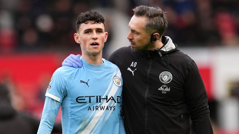 Phil Foden was substituted at half-time against Manchester United on Saturday