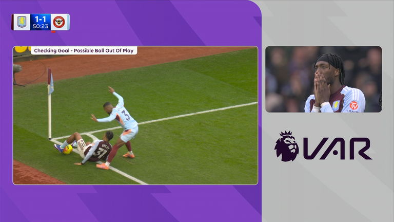 Aston Villa were denied a goal by VAR for the ball appearing to go out of play in the build-up